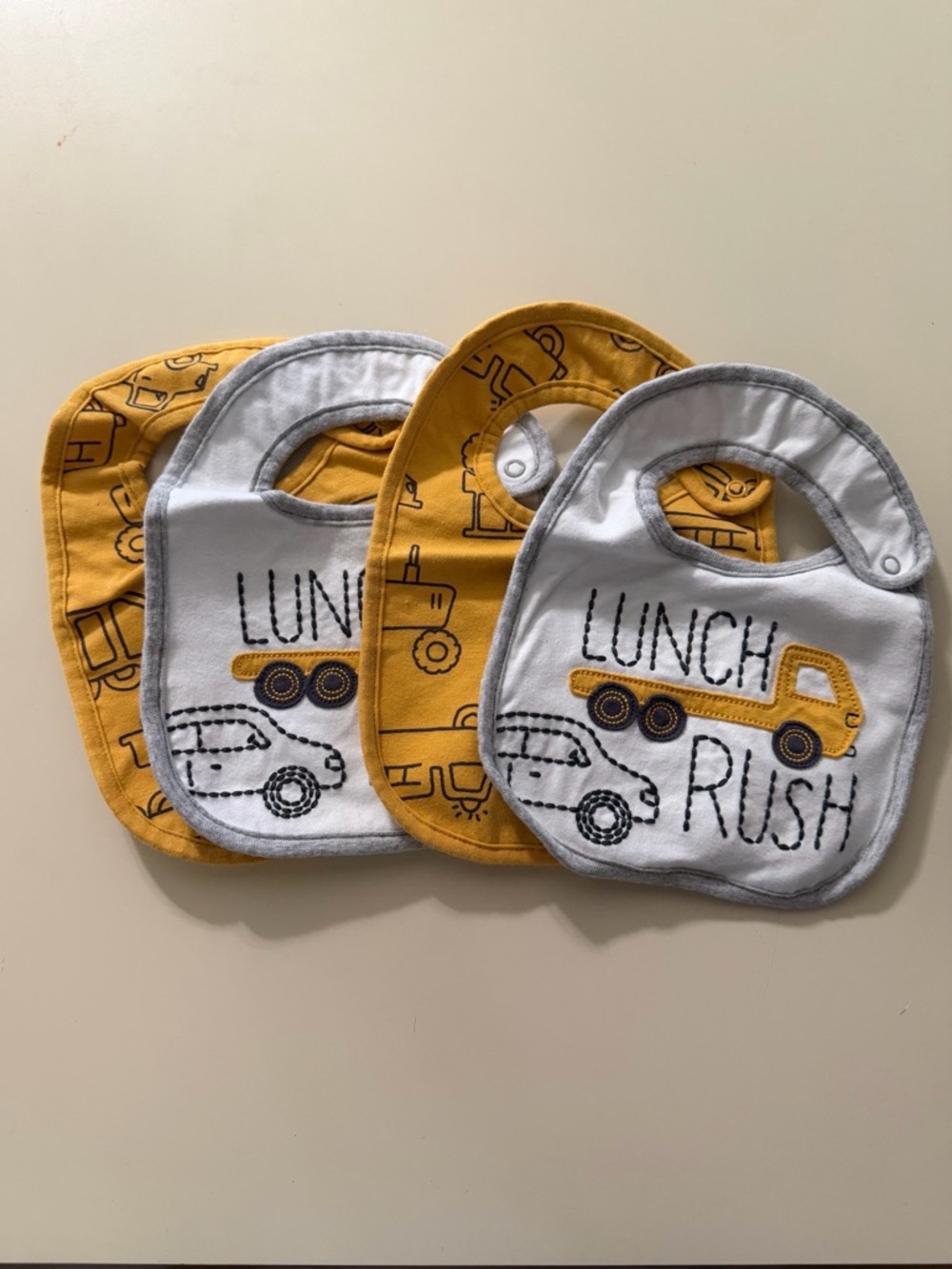 Carter's Yellow & White 'Lunch Rush' Truck Bib Set